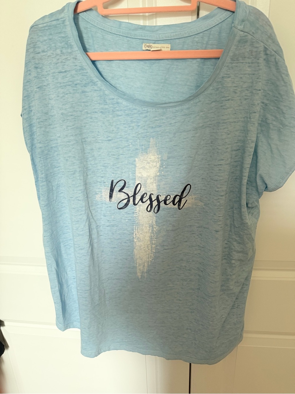 Blessed Graphic Tee - Light Blue Women’s Top